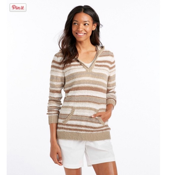 L.L. Bean Midweight Cotton Slub Hooded Pullover Blue size Large - Picture 3 of 8